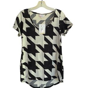 LulaRoe CLASSIC Black & White/Cream Houndstooth Tee NWT Size XXS
